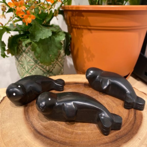 Black Marble Seal Carving, Ocean Theme Decor, Beach House Decor, Unique Carvings - Picture 6 of 6